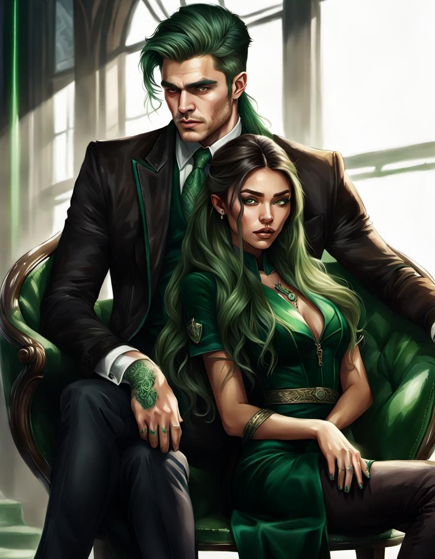 Girl with Ombre Hair in Digital Painting Style