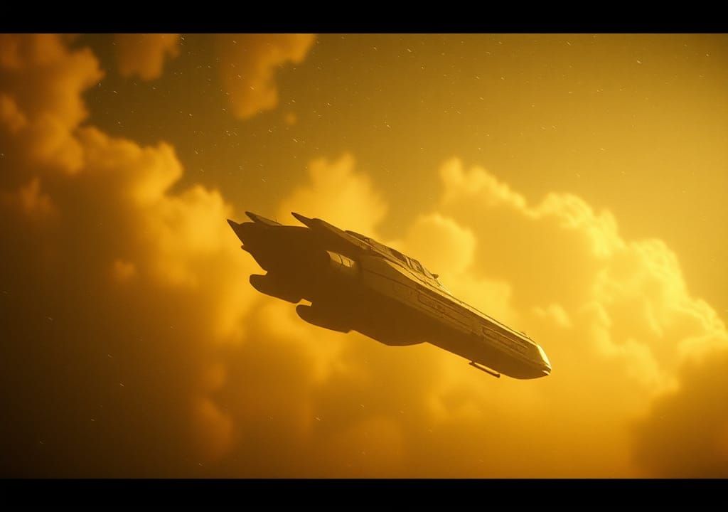 Retro Sci-Fi Spaceship Journey Through Deep Space