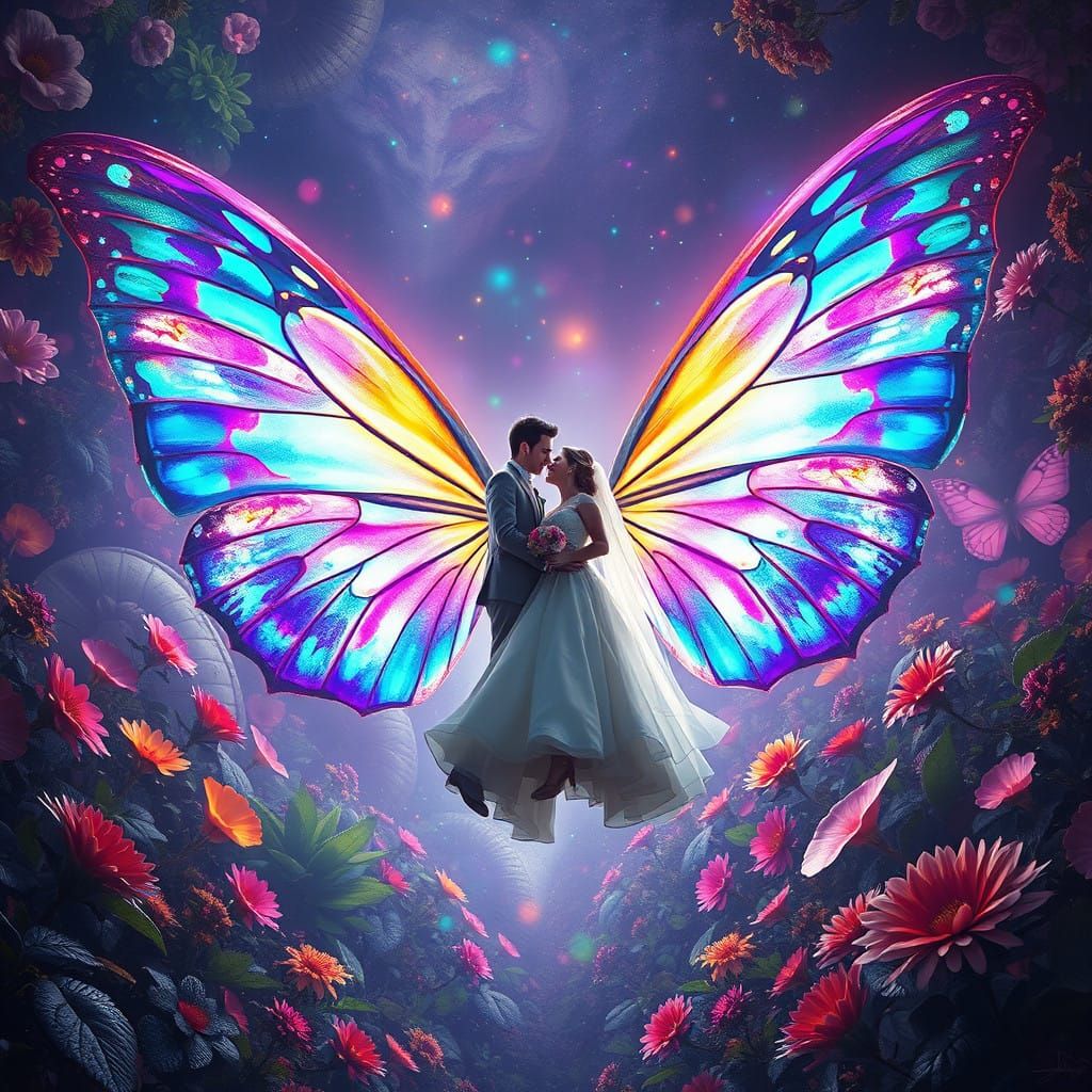 Whimsical Fantasy Wedding in Dreamlike Landscape