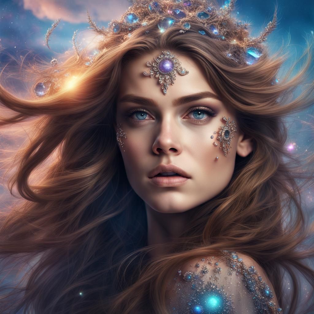 Magical Galaxy Double Exposure with Crystalline Details