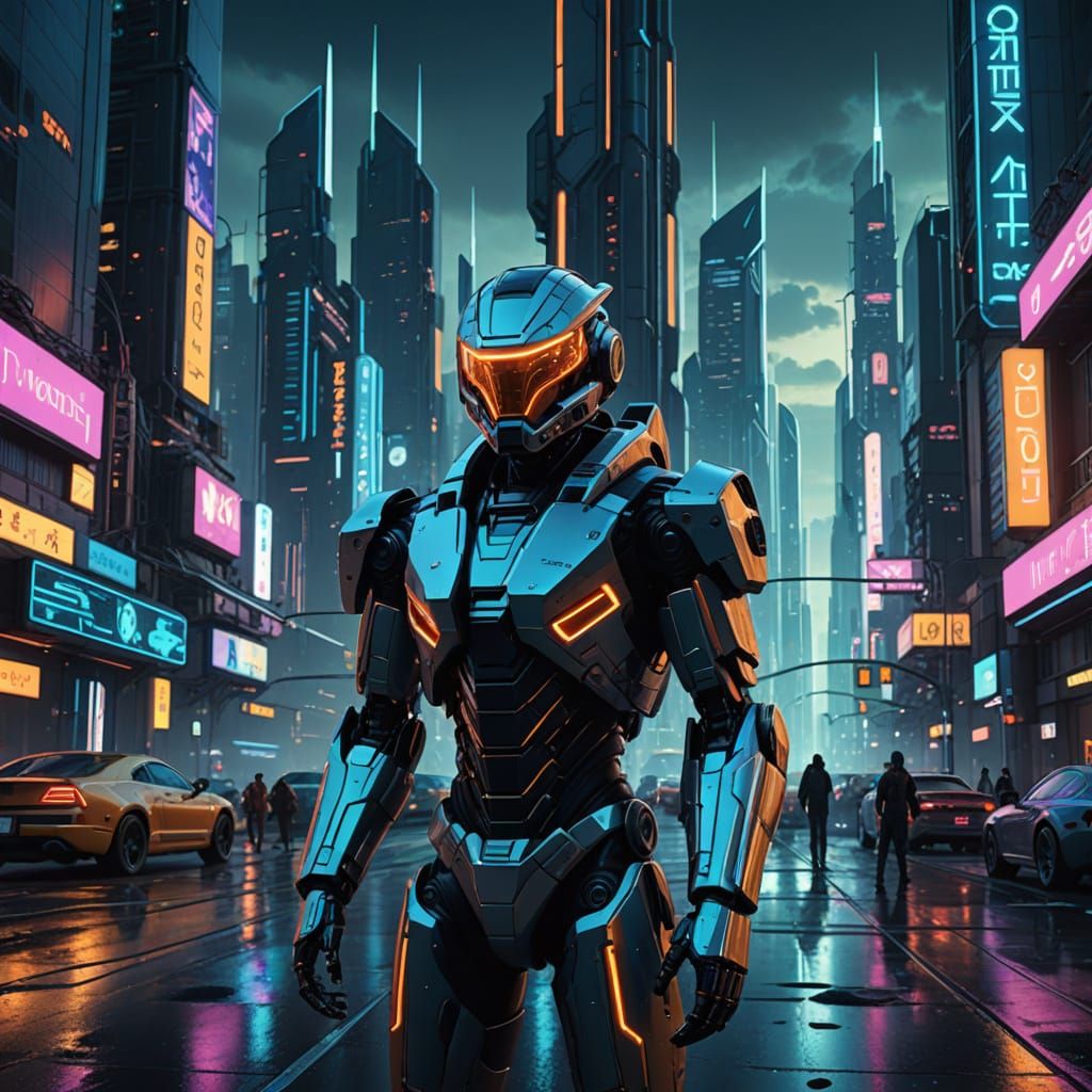 Futuristic Metropolis in Neon-Lit Splendor