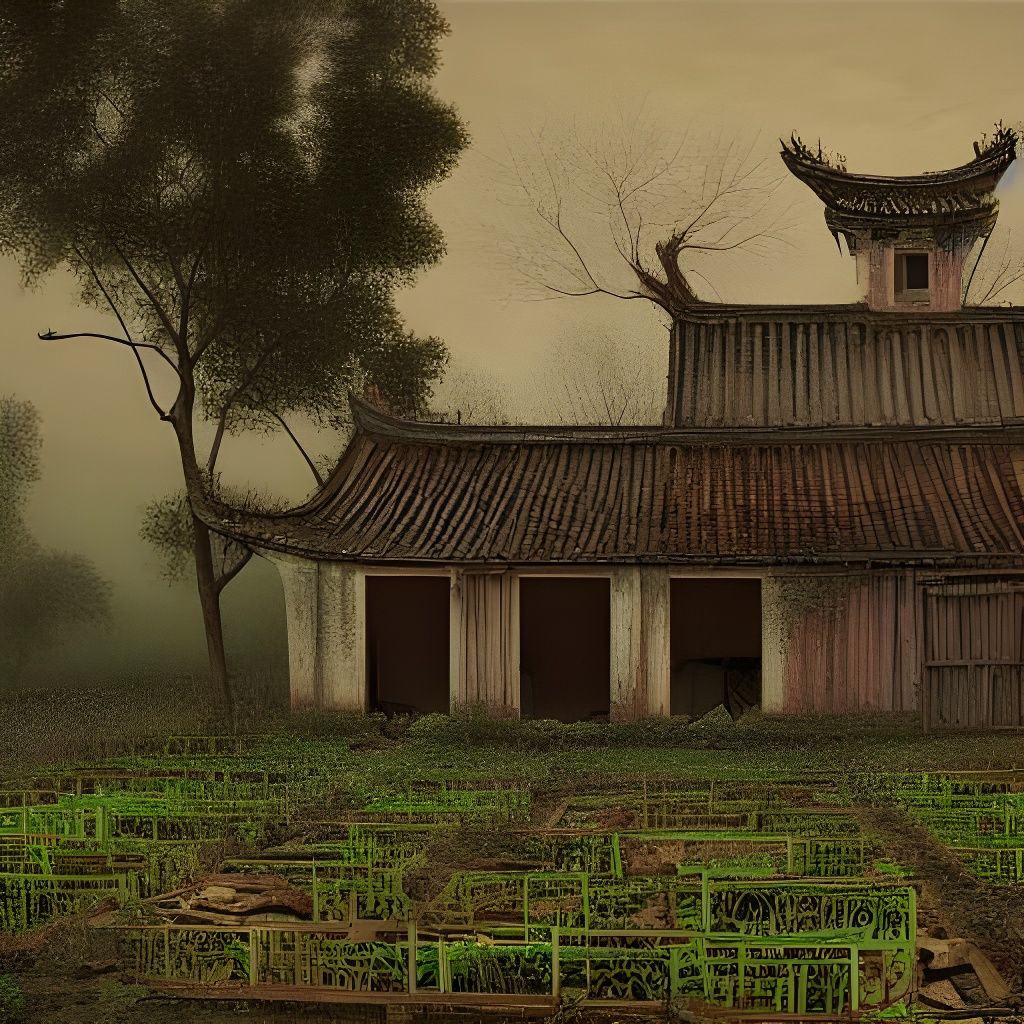 Abandoned Farm in China: Complex Spooky Painting