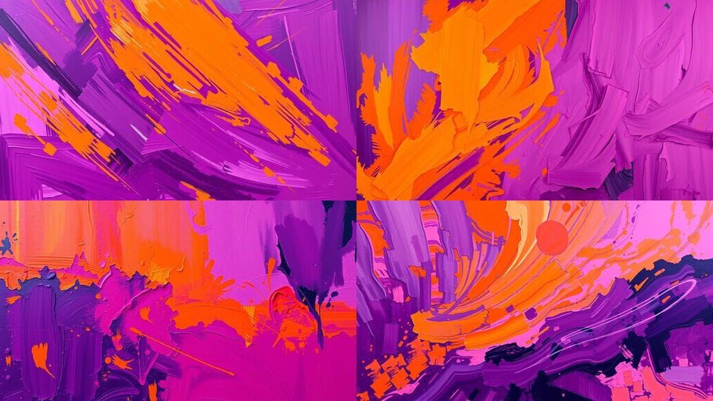 Vibrant Impasto Action Scene in Rich Purple and Orange