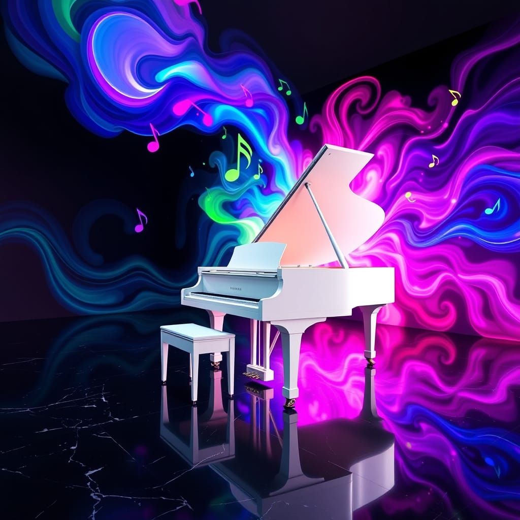 Ethereal Piano Concerto in Vibrant Colors