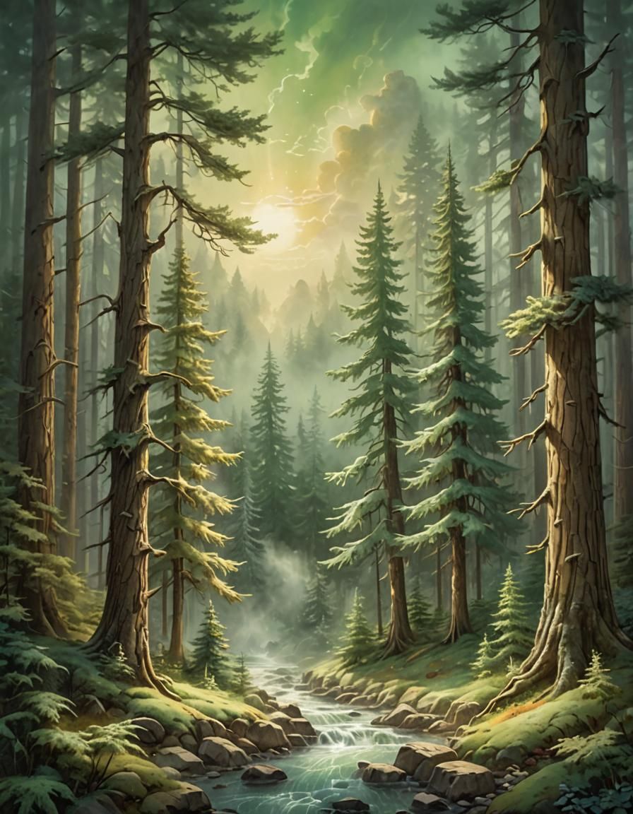 Mystical Forest: Alabaster Relief in Ethereal Style