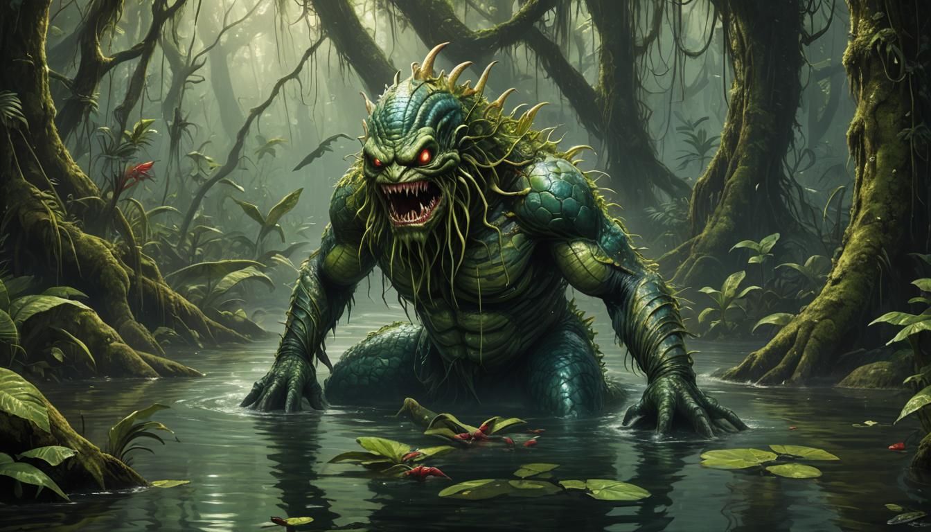 Sinister Horror Mermaid in Amazon Rainforest