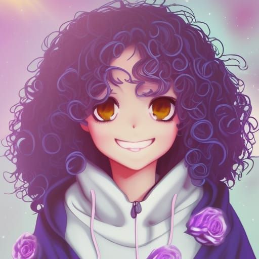 Anime Girl Portrait with Roses and Magical Lighting