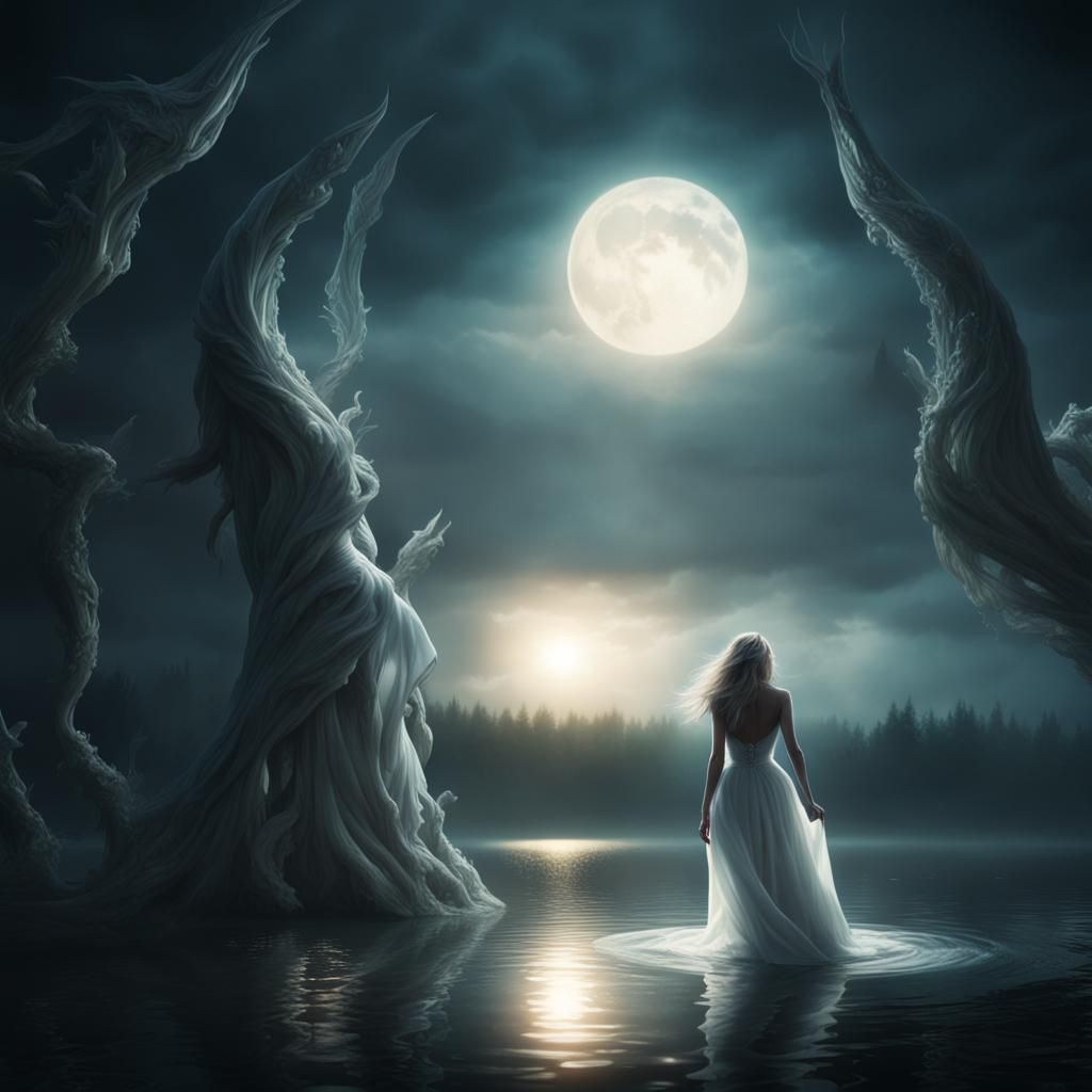 Fantastical Creature Emerges from Lake in 8k