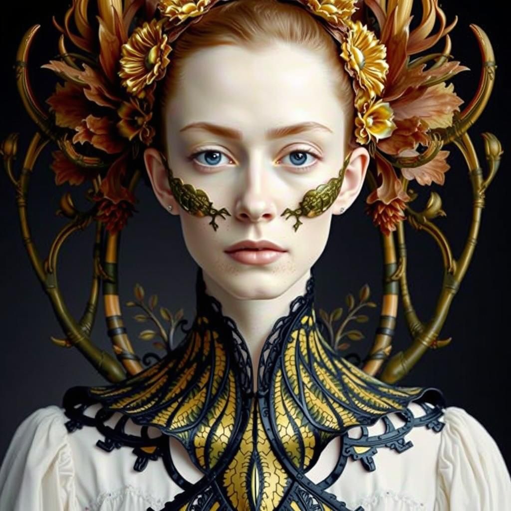 Luminous Edwardian Fashion Portrait in Floral Style