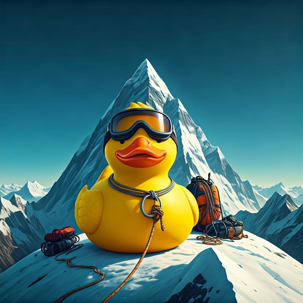 Smiling Rubber Duck Conquers Mount Everest in Whimsical CGI ...
