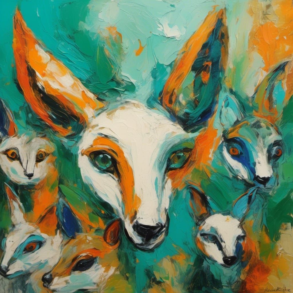 Animal Faces Collage in Impressionistic Oil Painting