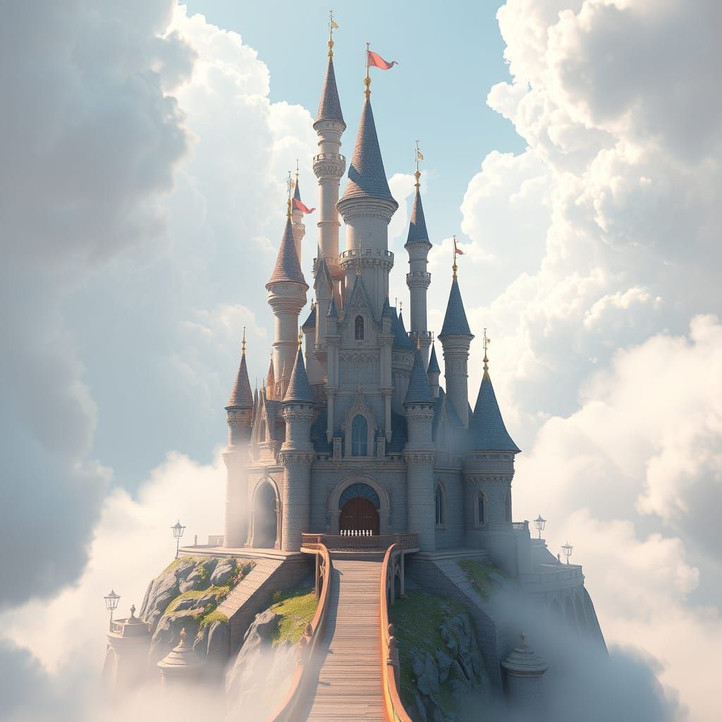 Whimsical Castle in Ethereal Wonder, Anime-Style