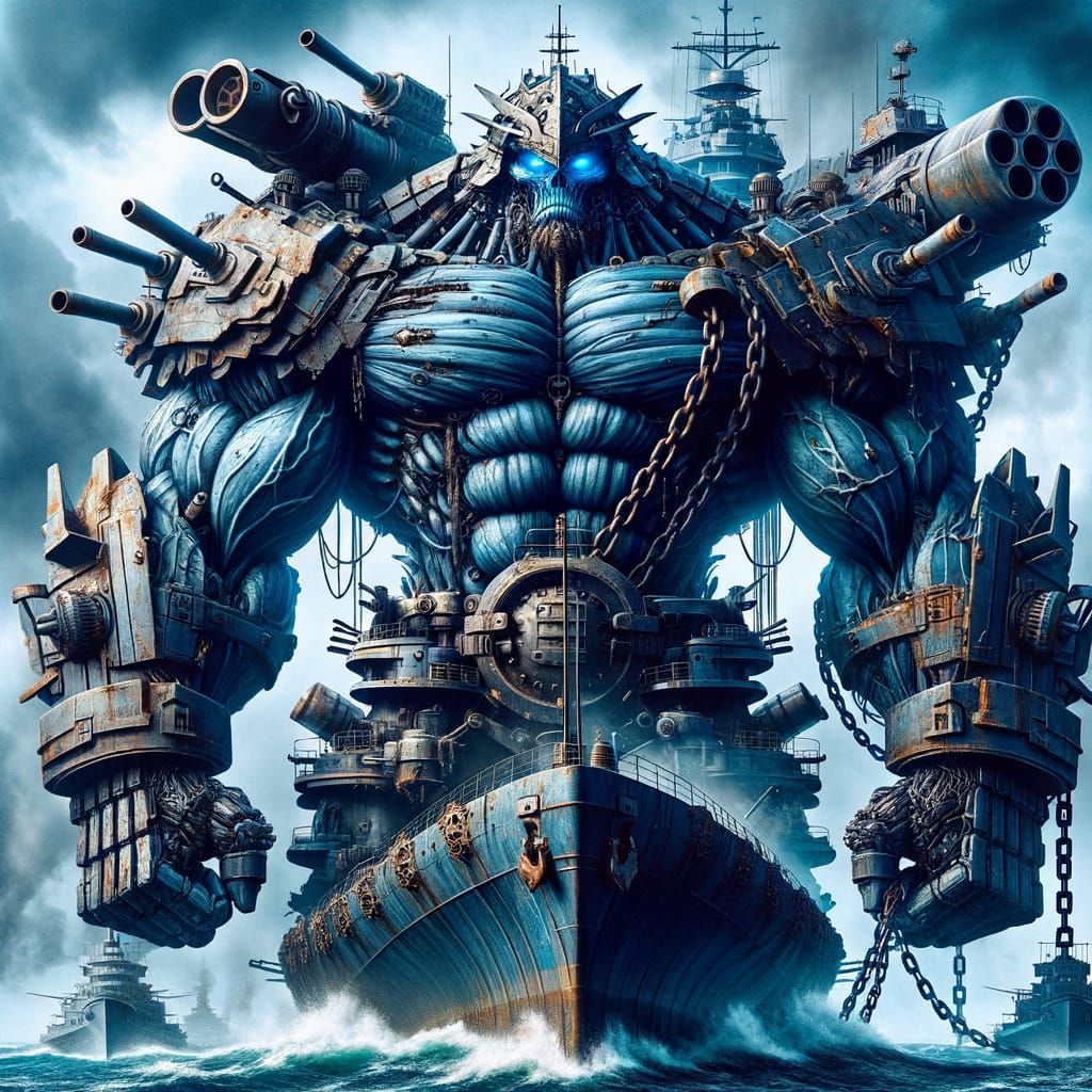 Terrifying Warrior Battleship Hybrid in Digital Painting