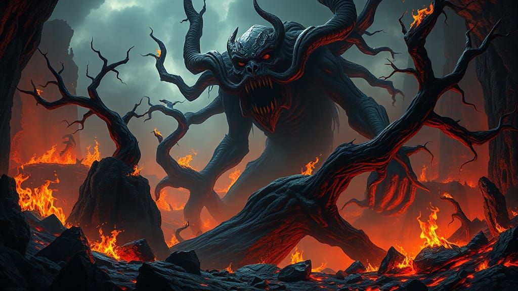 Dark Fantasy Spirit of Destruction in Gothic Art Style