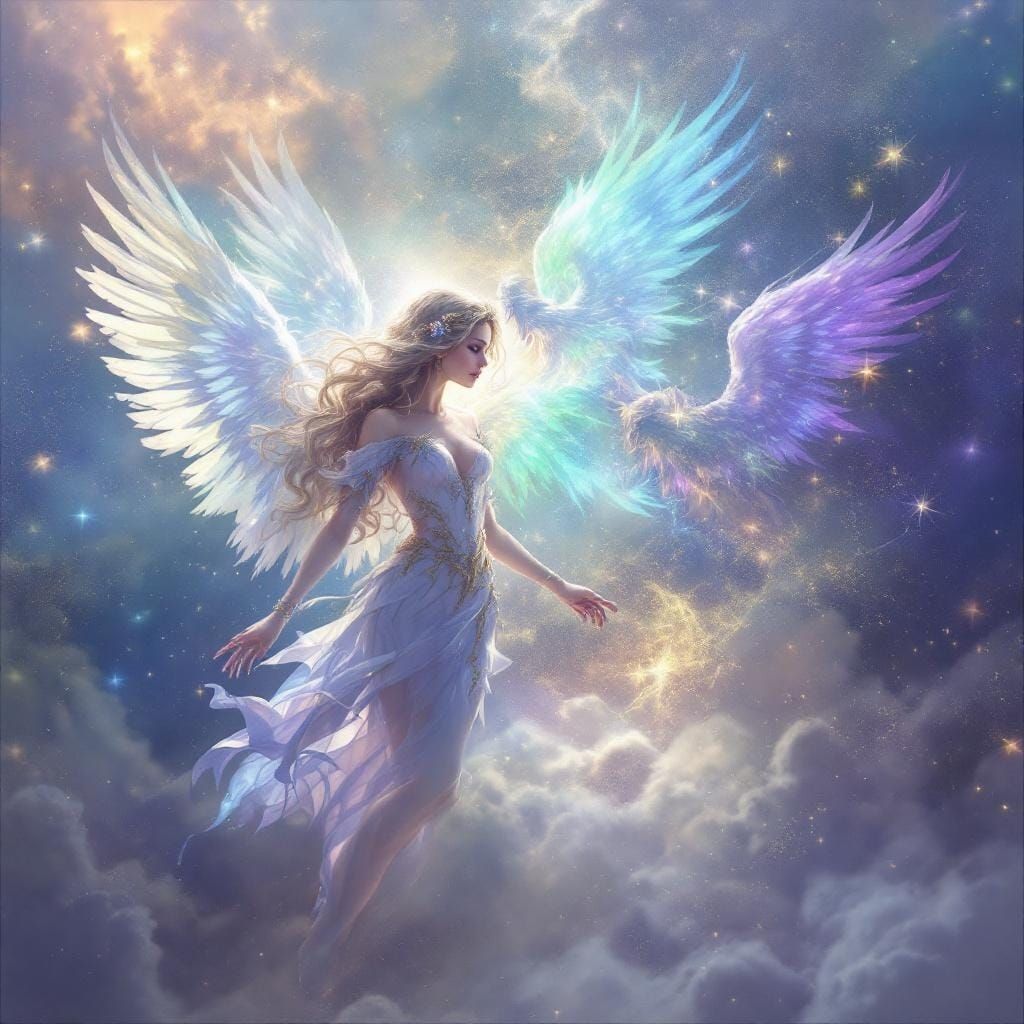 Ethereal Fantasy Angels with Glowing Wings