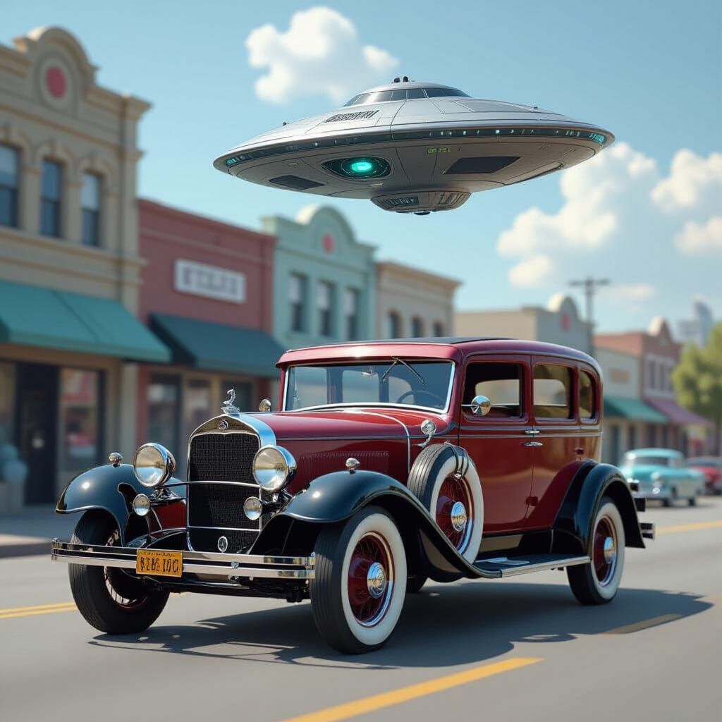 1920s Art Deco Car Meets Futuristic Spaceship