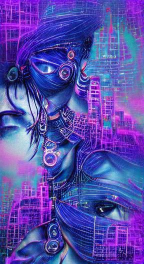 Indigo Psychedelic Cyberpunk Scene