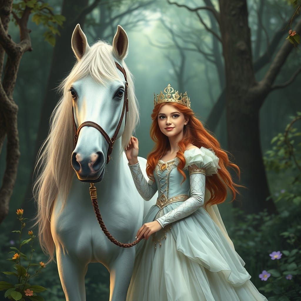 Enchanted Forest Princess with White Horse