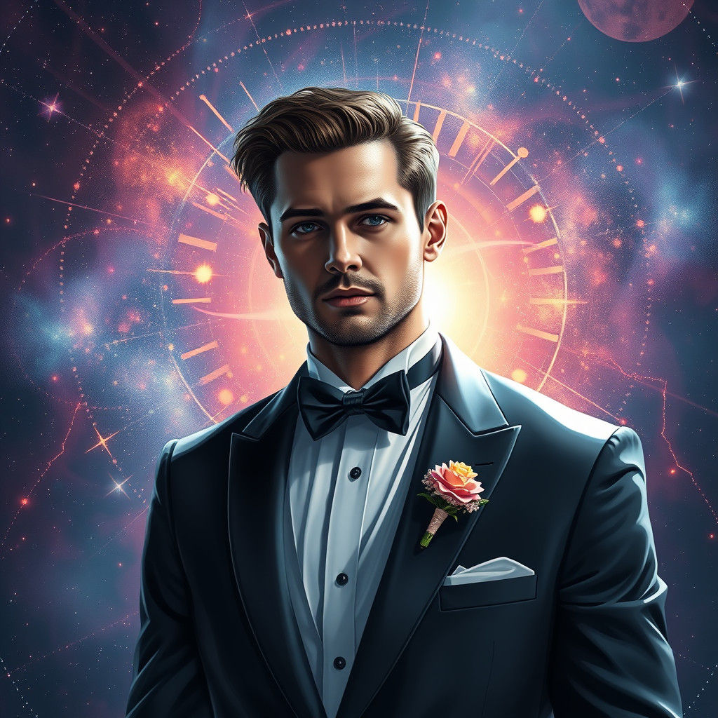 Astral Wedding: A Cosmic Mixed Media Portrait