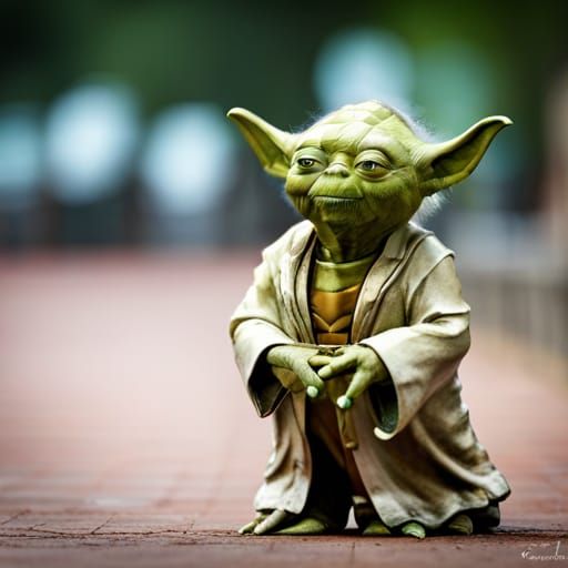 Realistic Yoda Portrait with Bokeh Effect