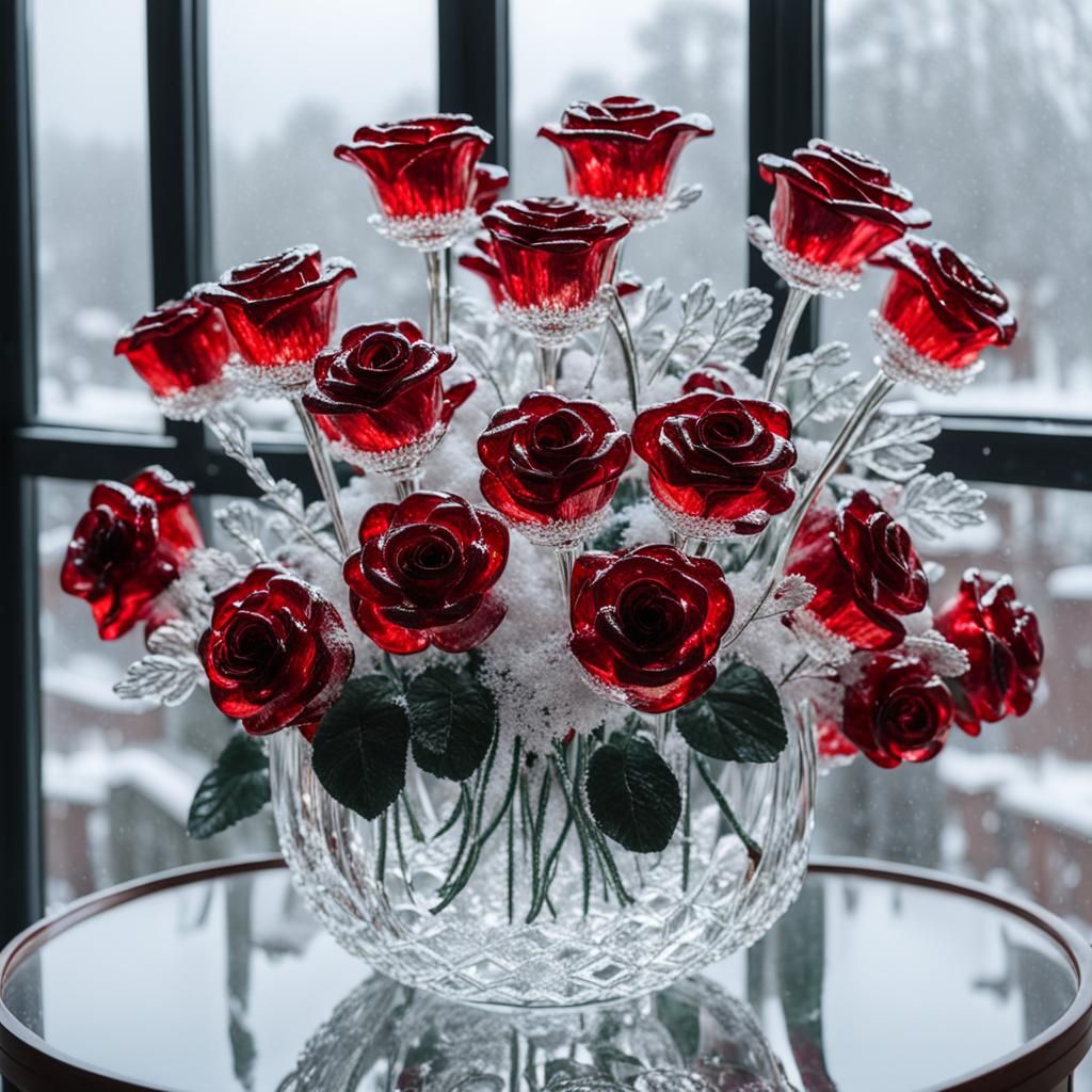 Crystal Roses Bouquet in Winter Garden