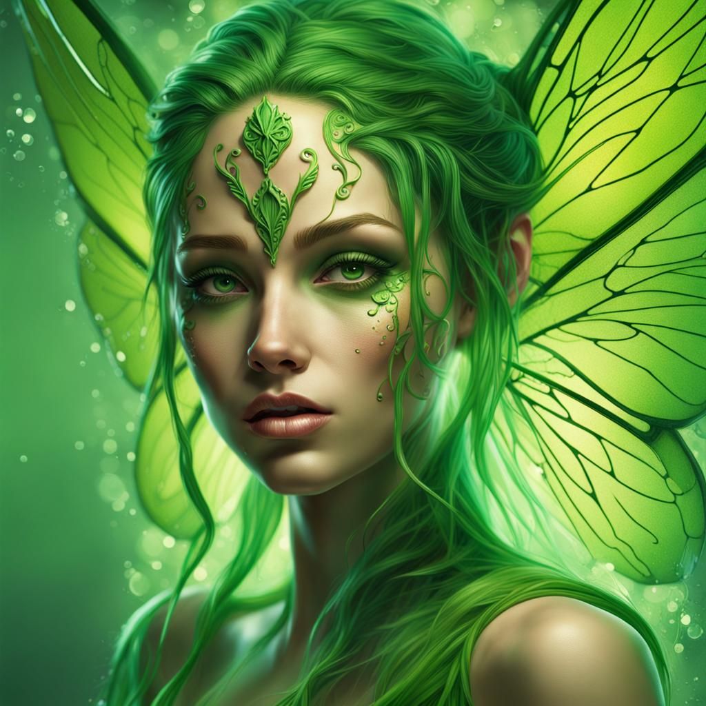 Intricately Detailed Green Fairy Concept Art