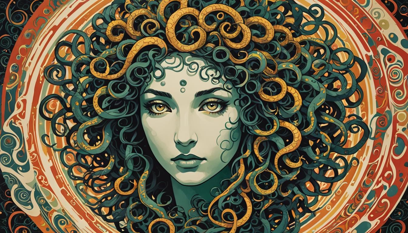 Minimalist Medusa Poster in Glowing Ink