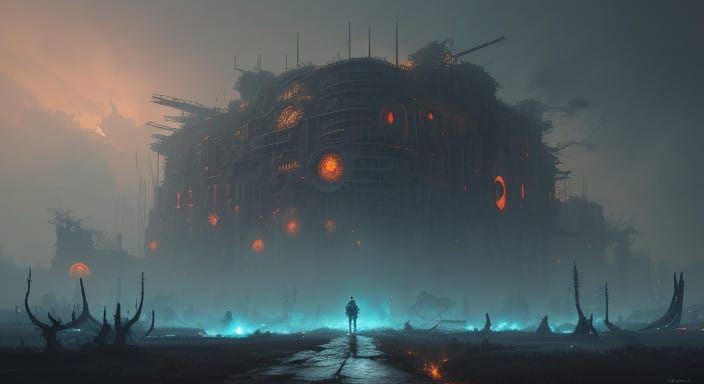 Surreal Gaming Controller at Nexus of Game Worlds in Vibrant...