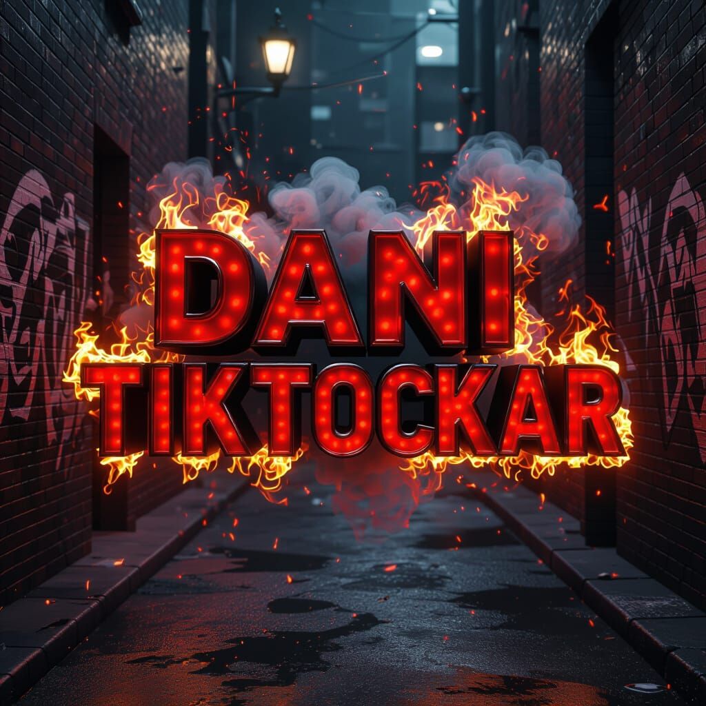 3D Metallic Name Art: Dani Tiktokar with Fire Effects