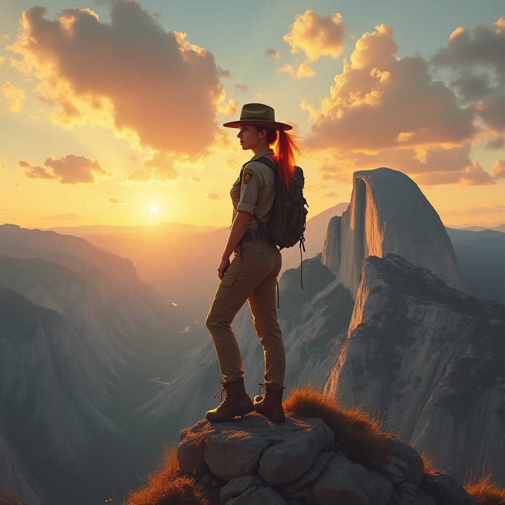 Park Ranger at Sunset, Gritty Realism Style