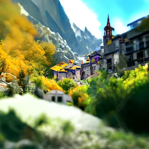 Pyrenees Mountain Town: Detailed Matte Painting