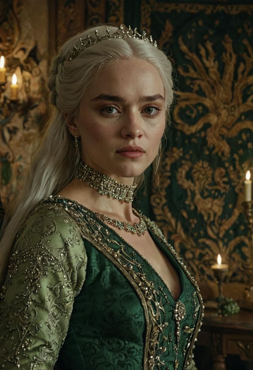 Medieval Queen in Luxurious Chamber: Photorealistic Portrait