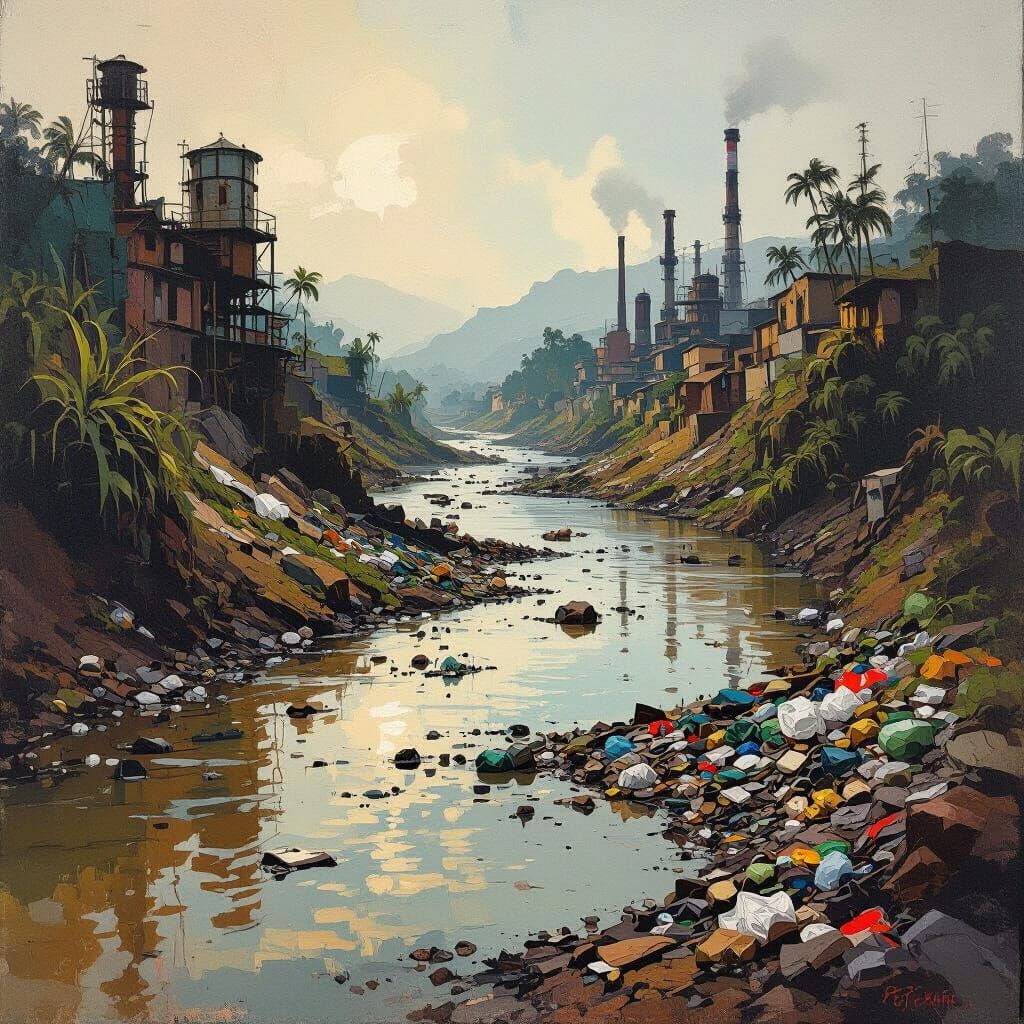 Polluted Peruvian Rivers in Abstract Style