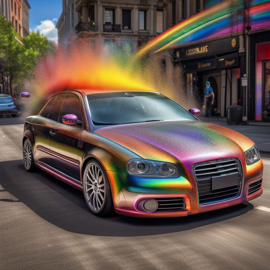 Rainbow Sparkle Car