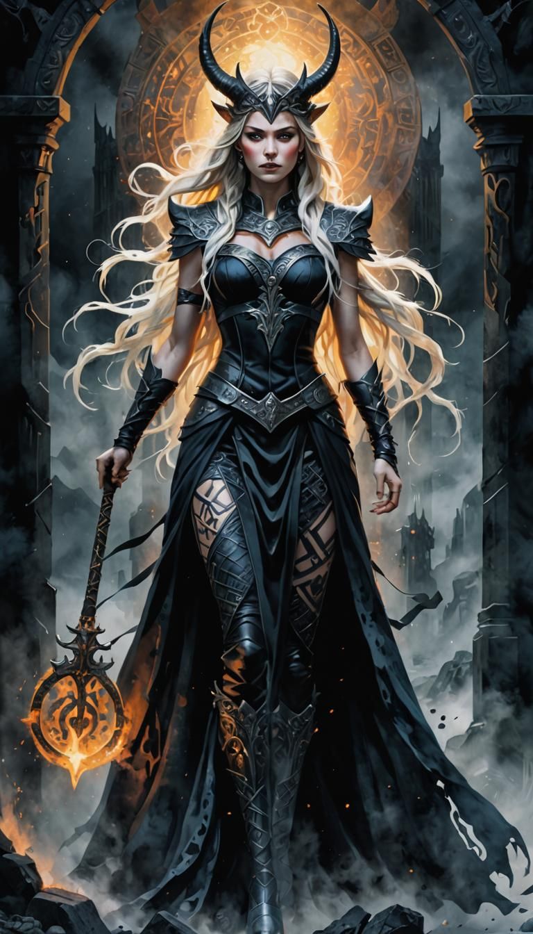 Goddess Hel of the Underworld: Watercolor Art