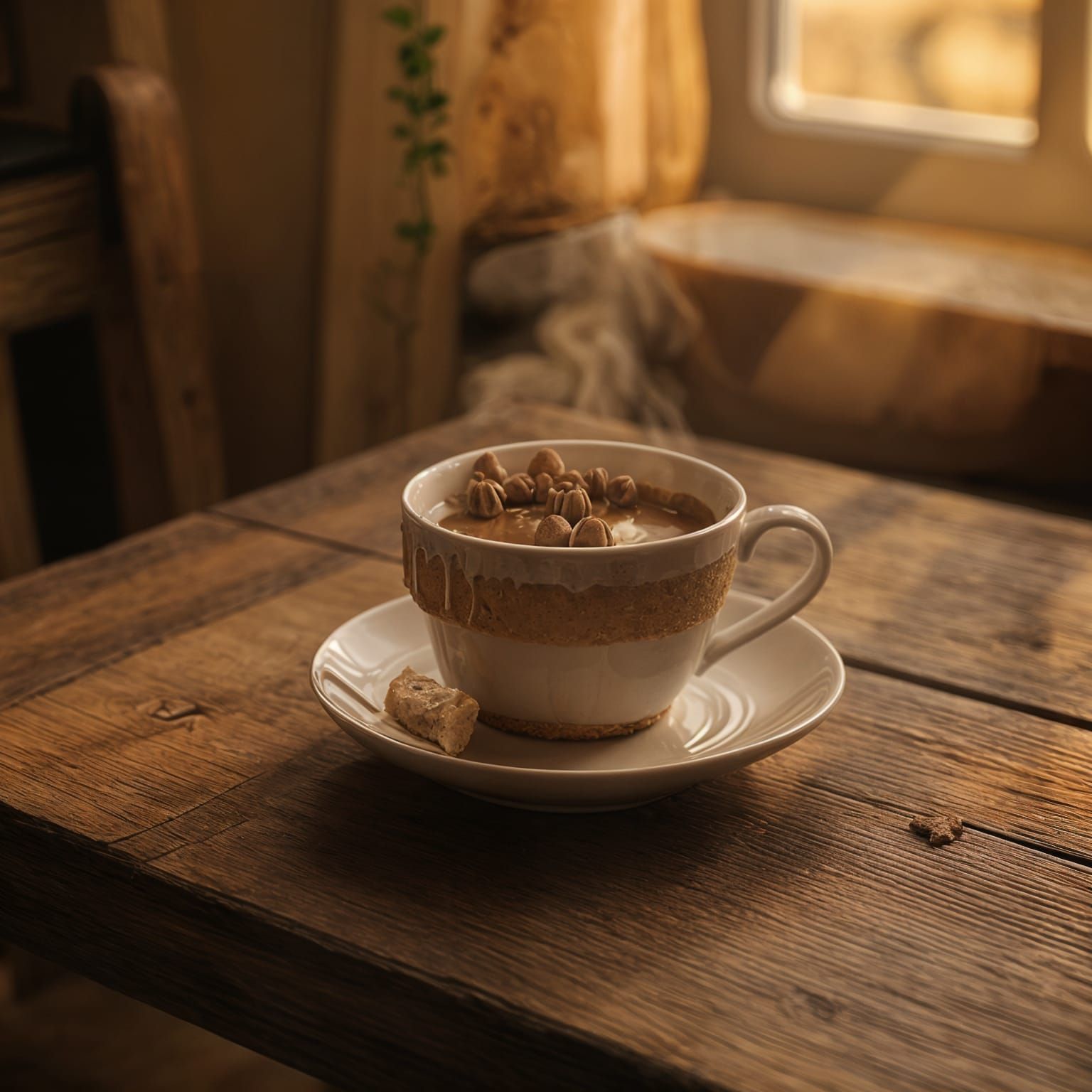 Steaming Coffee Cup in Warm Light