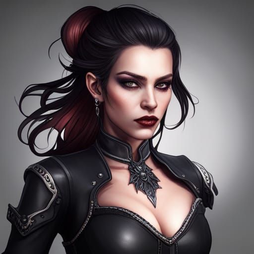Gothic Vampire Rock Star Portrait in Fantasy Art Style