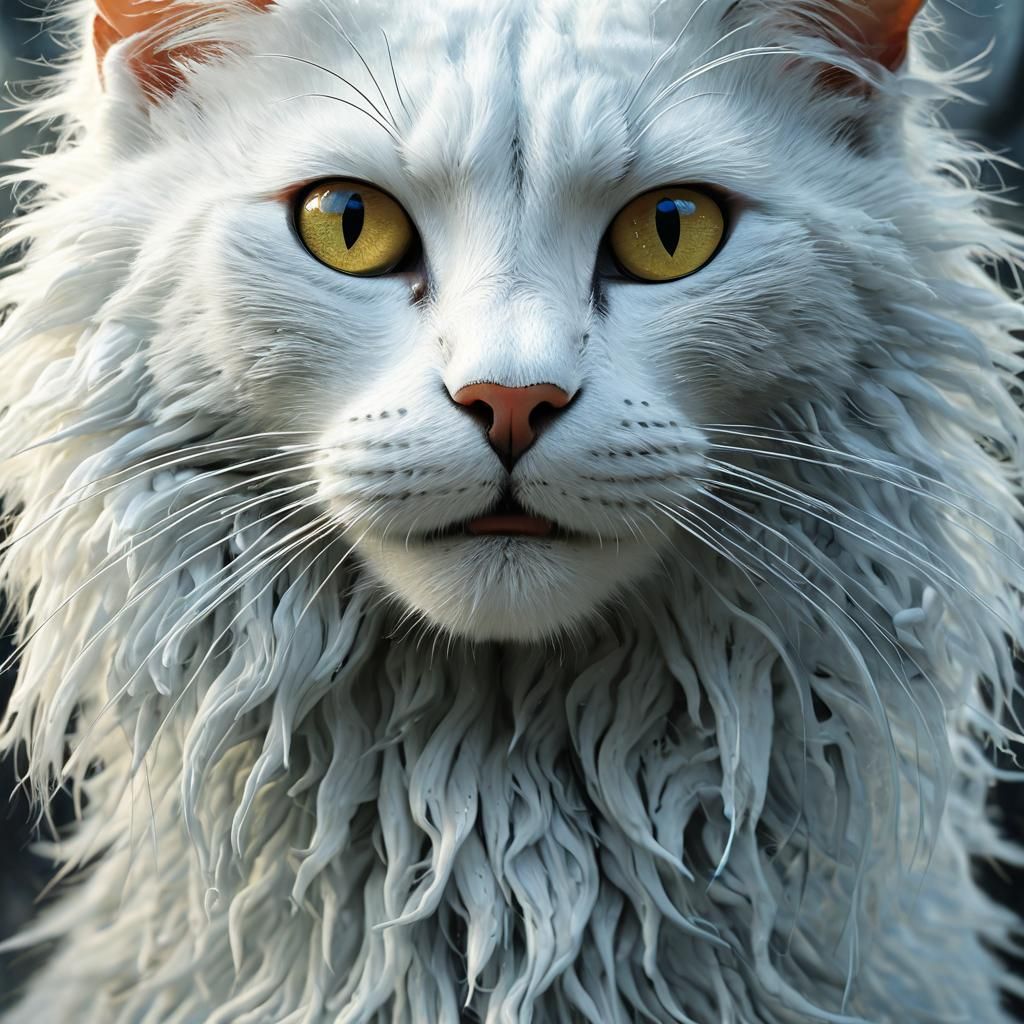 Ethereal Cat of Swirling Smoke in Surreal Style