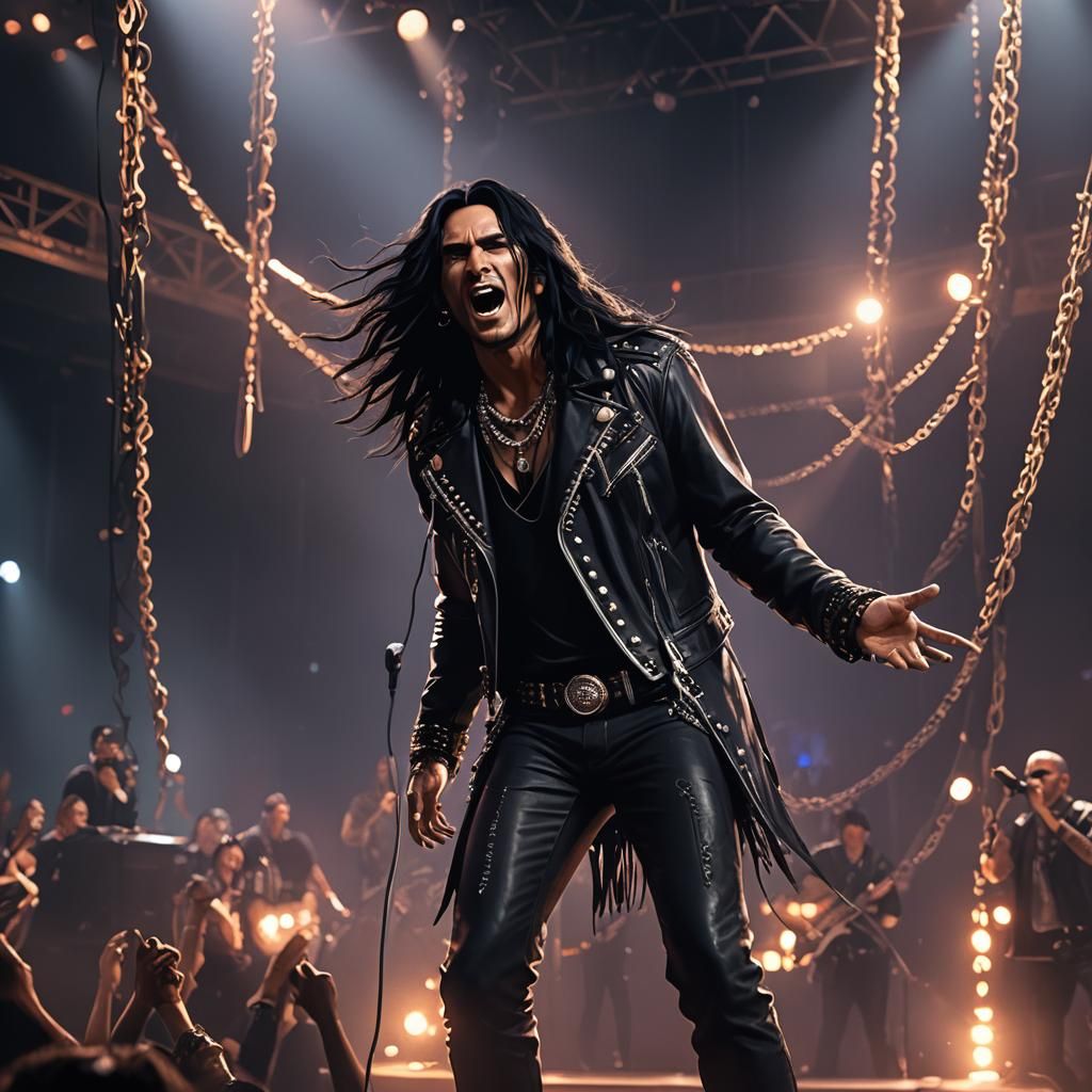 Rock Singer in Concert: Detailed Matte Painting