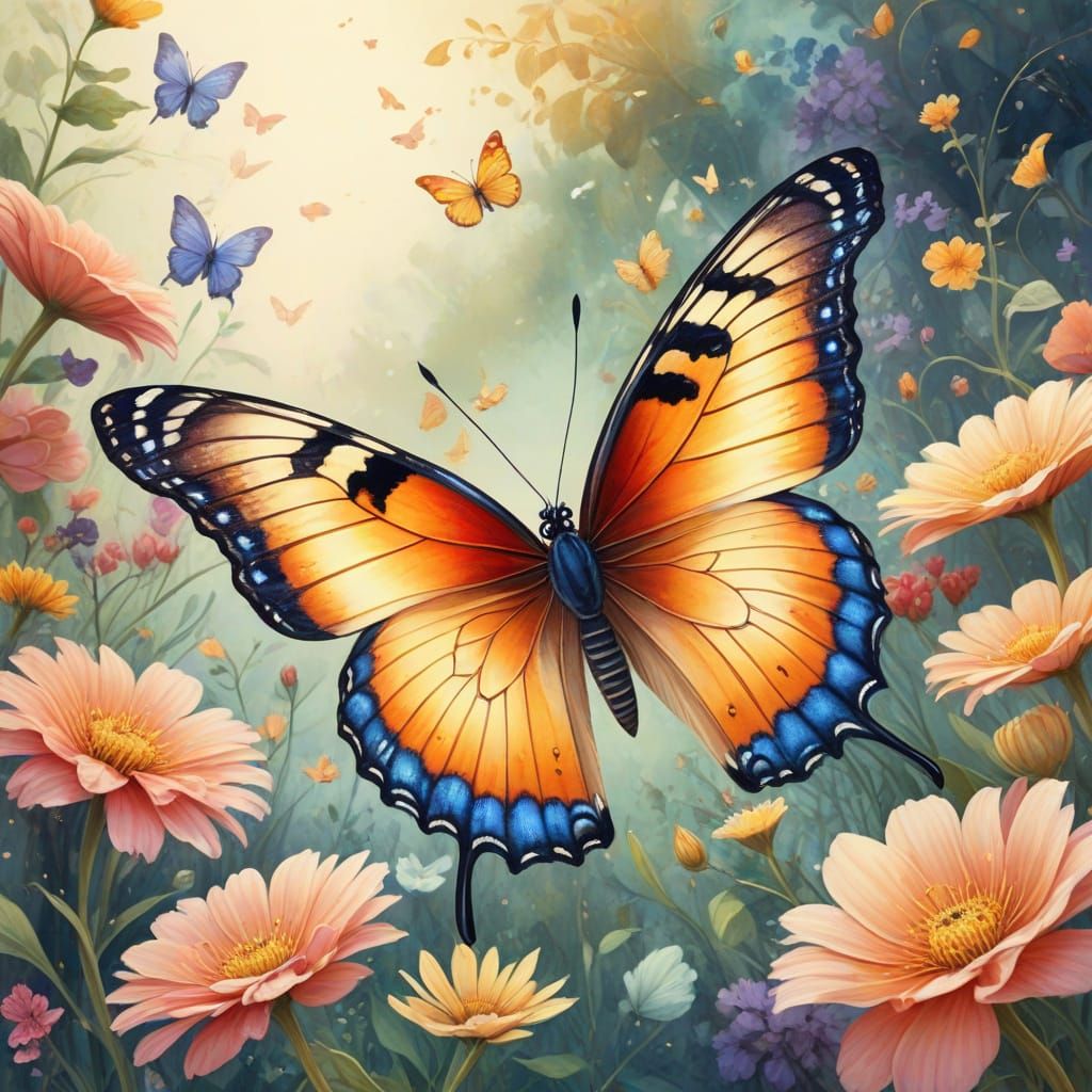 A comically confused butterfly in some weird unusual perdicu...