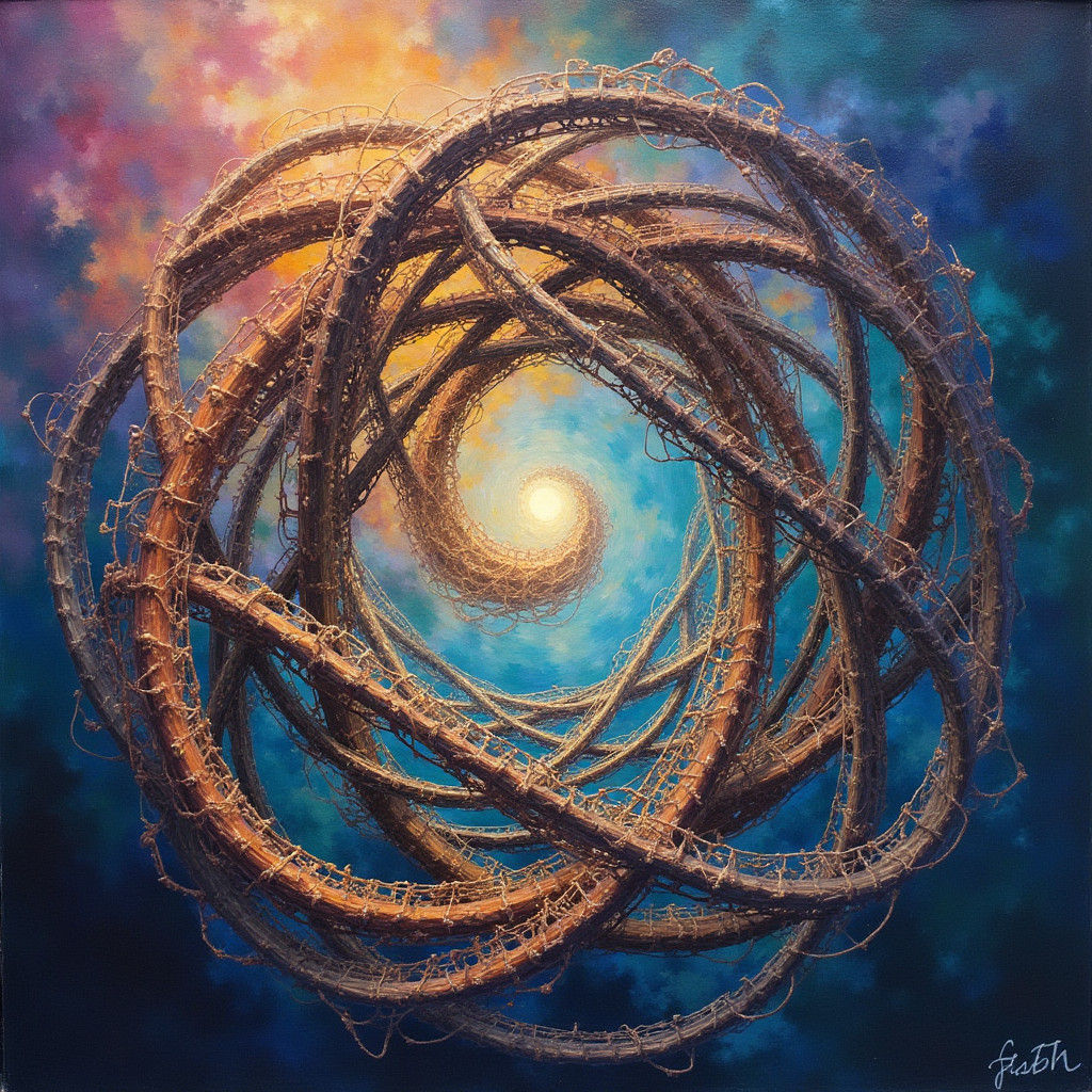 Tesseract Unfolding in Dreamlike Oil Painting Style