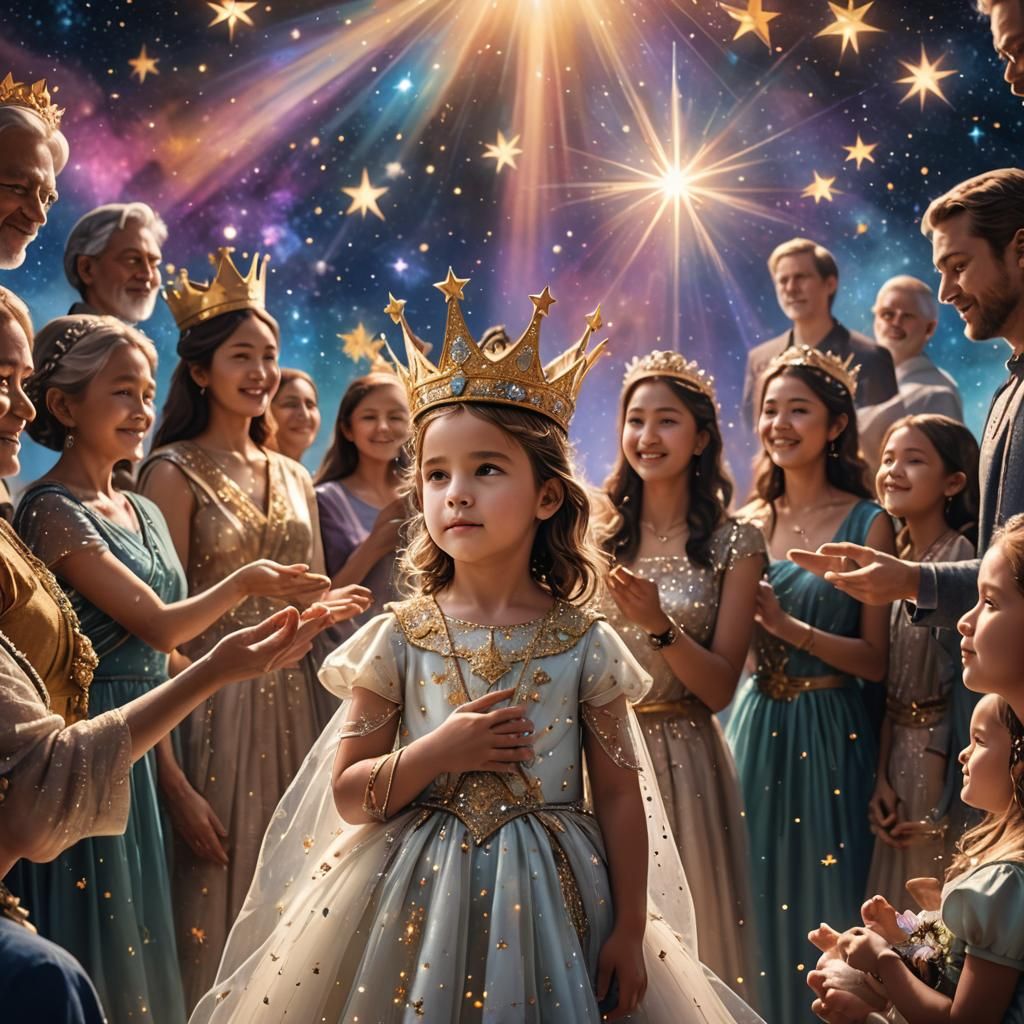 Child Star Monarch Coronation in Celestial Fantasy Art