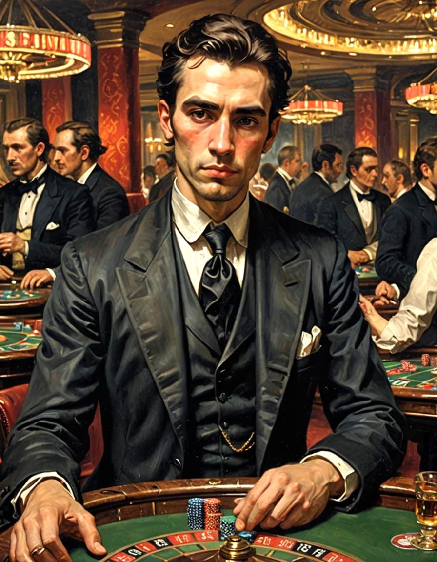 19th Century Tutor in Casino: Oil Painting