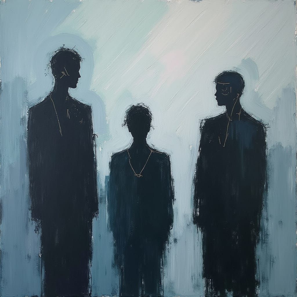 Abstract Silhouettes in Muted Cool Tones