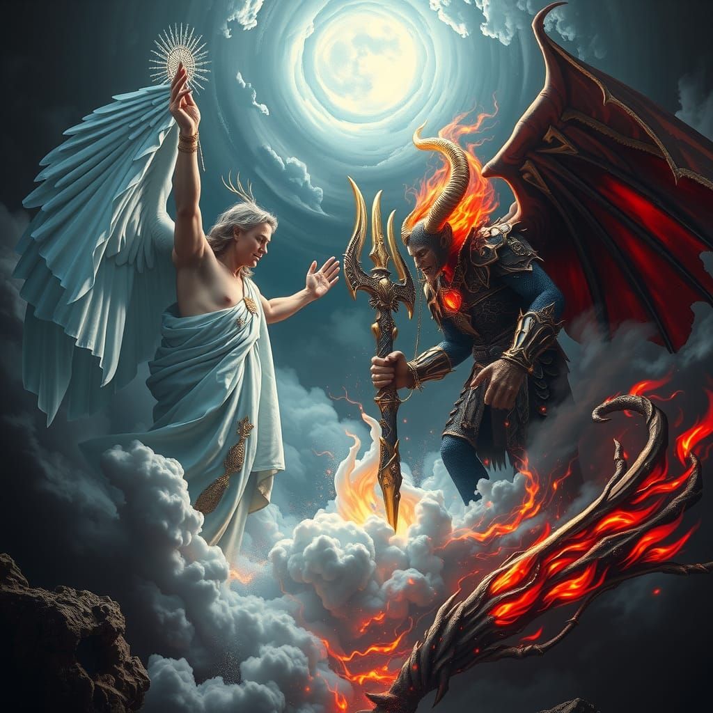 God and Devil in Eternal Standoff: Matte Painting