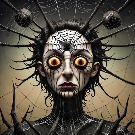 Surreal Pagan with Spiderweb Eyes in Dali Style