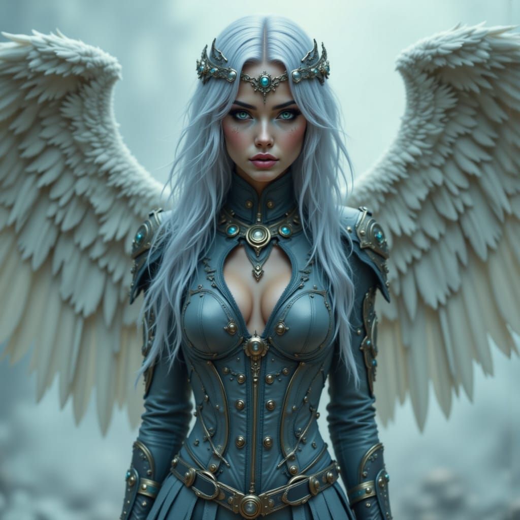 Steampunk Frost Angel with Fog and Textures