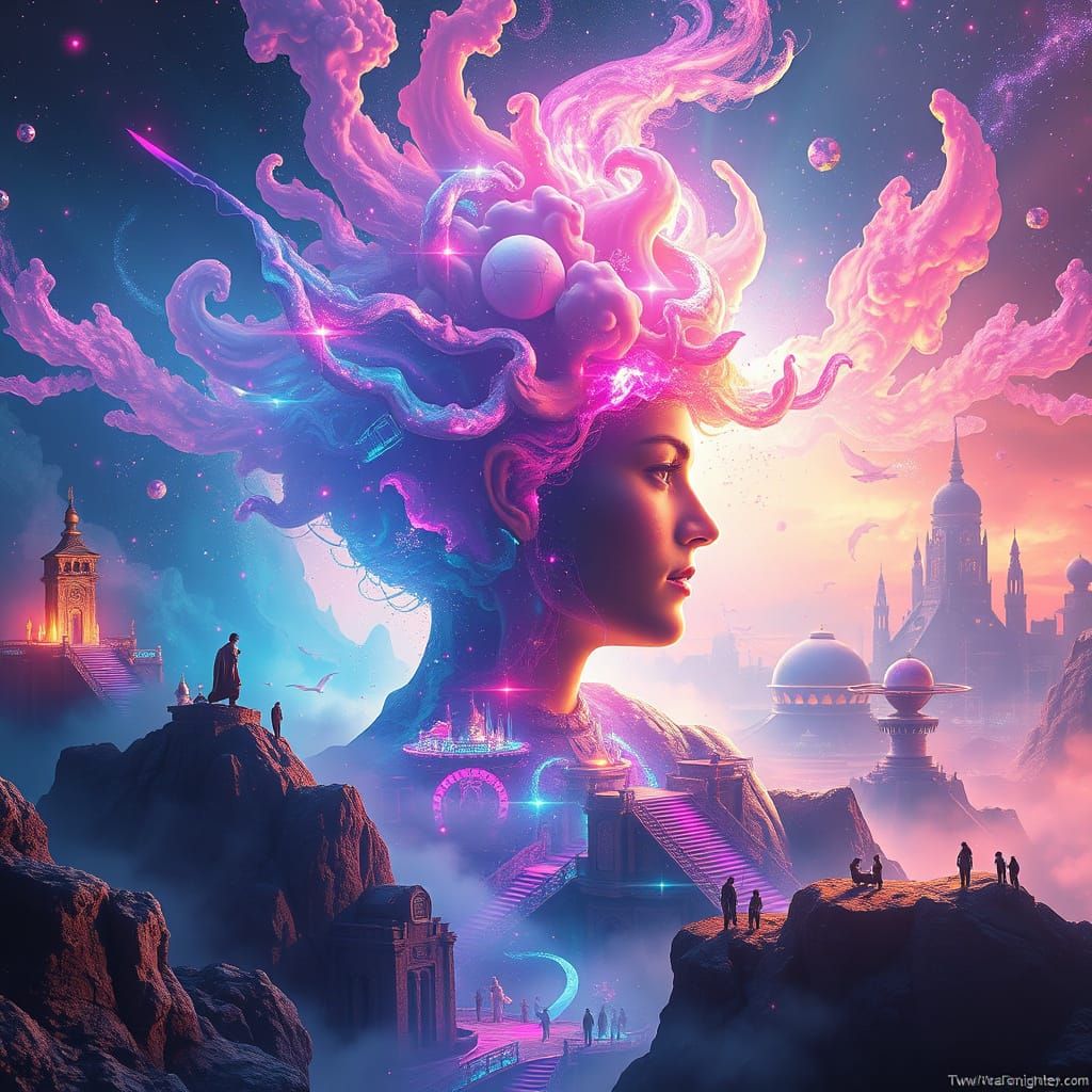 Luminescent Dreamscape Manifests in Vibrant, Iridescent Real...