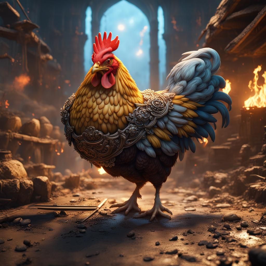Chicken with Pipe Bomb: Detailed Matte Painting