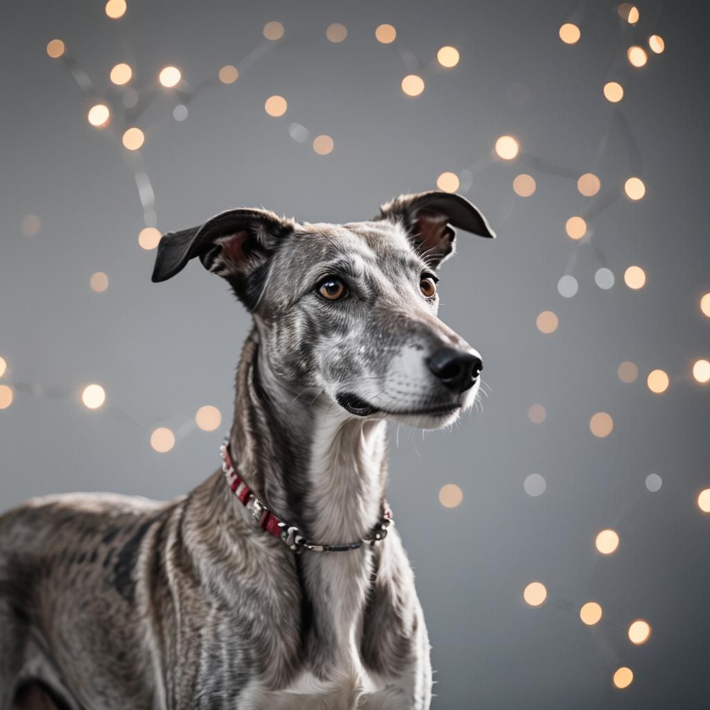 Silver Greyhound Portrait in Bokeh